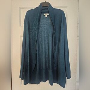 dressbarn Teal Open-Front Cardigan